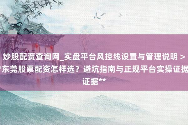 炒股配资查询网_实盘平台风控线设置与管理说明 > **东莞股票配资怎样选？避坑指南与正规平台实操证据**