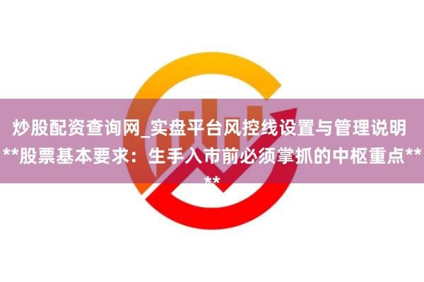 炒股配资查询网_实盘平台风控线设置与管理说明 **股票基本要求：生手入市前必须掌抓的中枢重点**